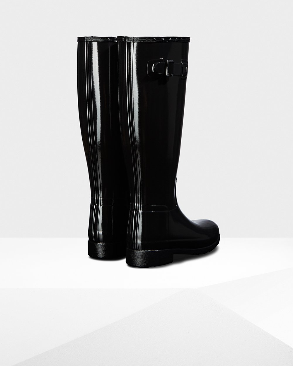 Womens Tall Rain Boots - Hunter Original Refined Gloss (45IMDBFGW) - Black